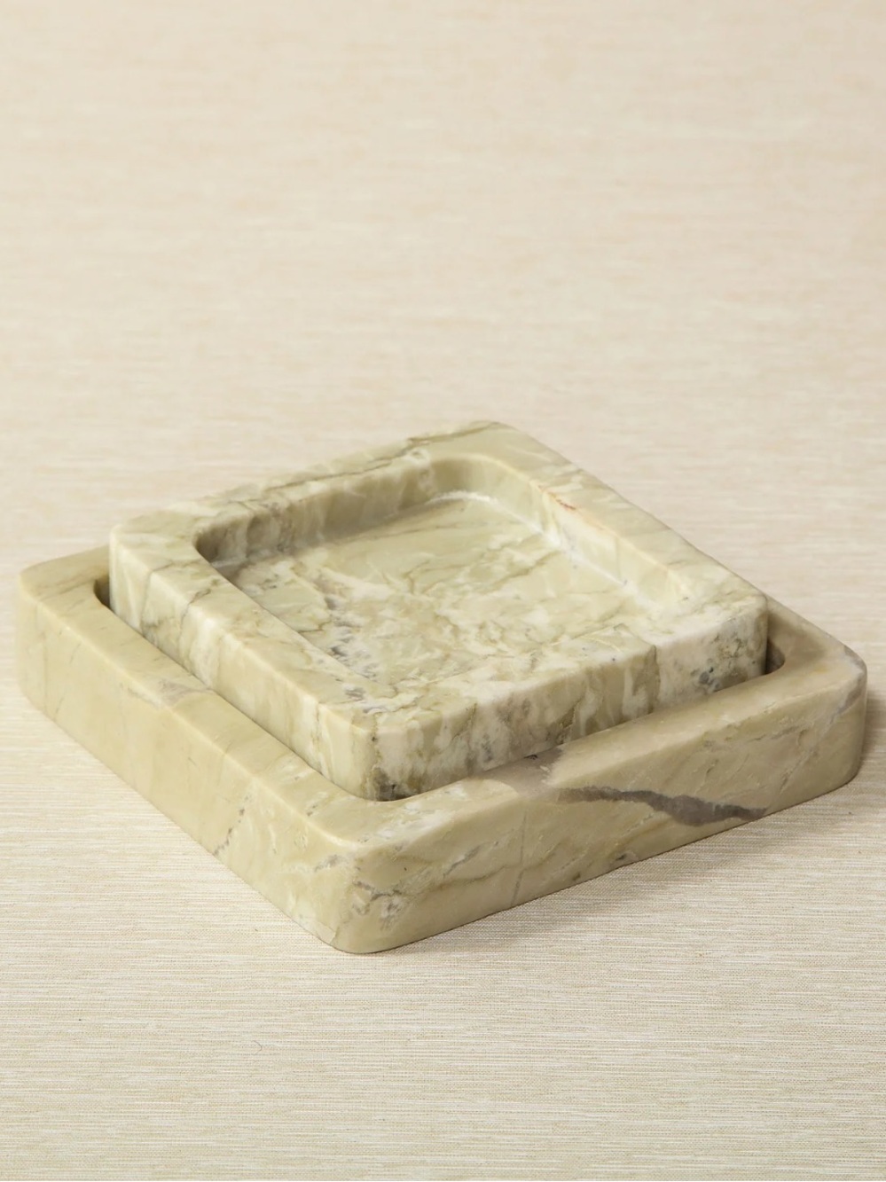TOB AERO Collection Etta stone tray set in oyster marble by Thomas O'Brien